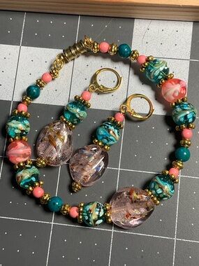 HandCrafted LampWork Bracelet & Earring set